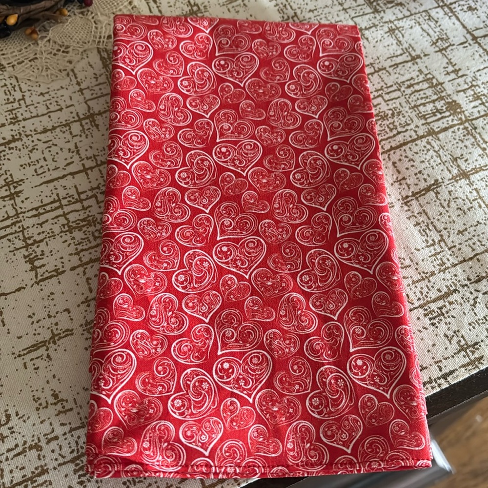 Valentine’s Day heart tea towel